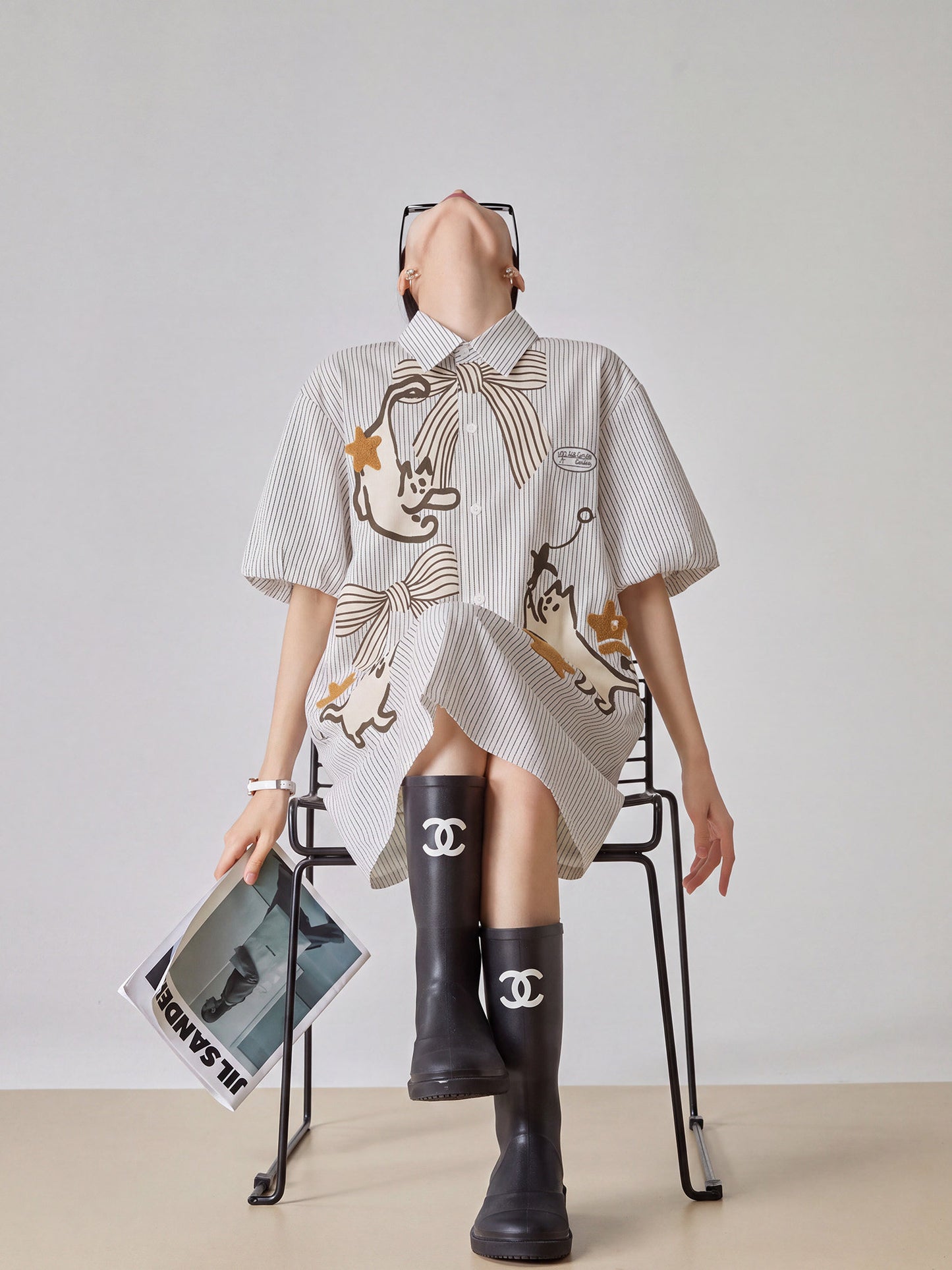 Cat Motif Shirt Dress FER0352