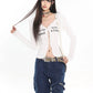 V-Neck Lace Slim Tops UCS0008