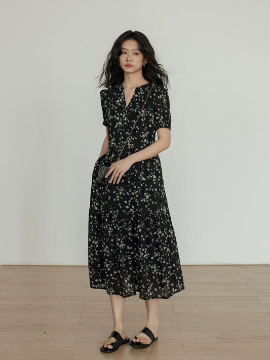 V-Neck Small Floral Dress VAS0078