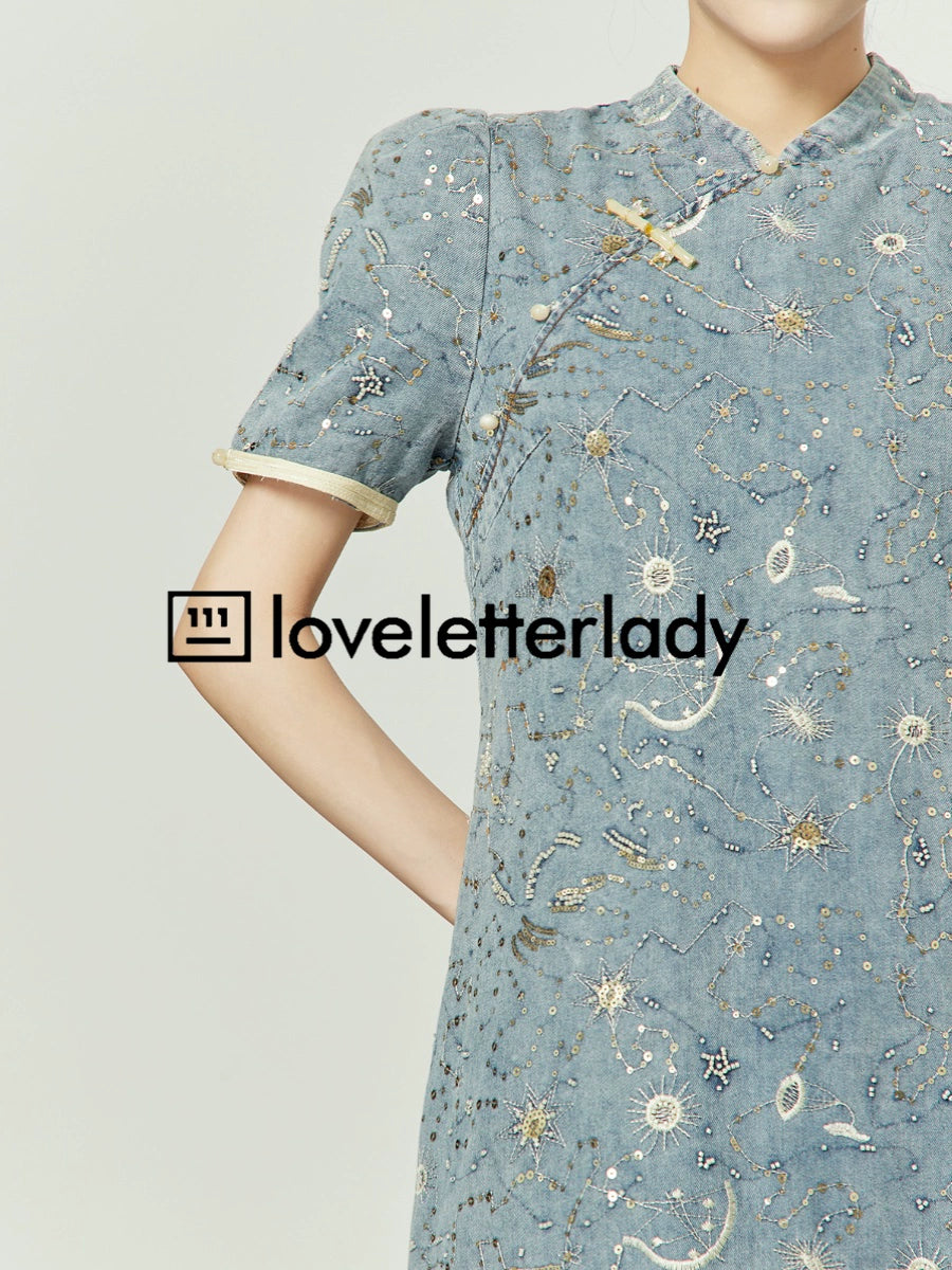 Denim Fabric Cheongsam LLA0082