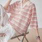 Sheer Border Pattern Polo Sweater FER0351