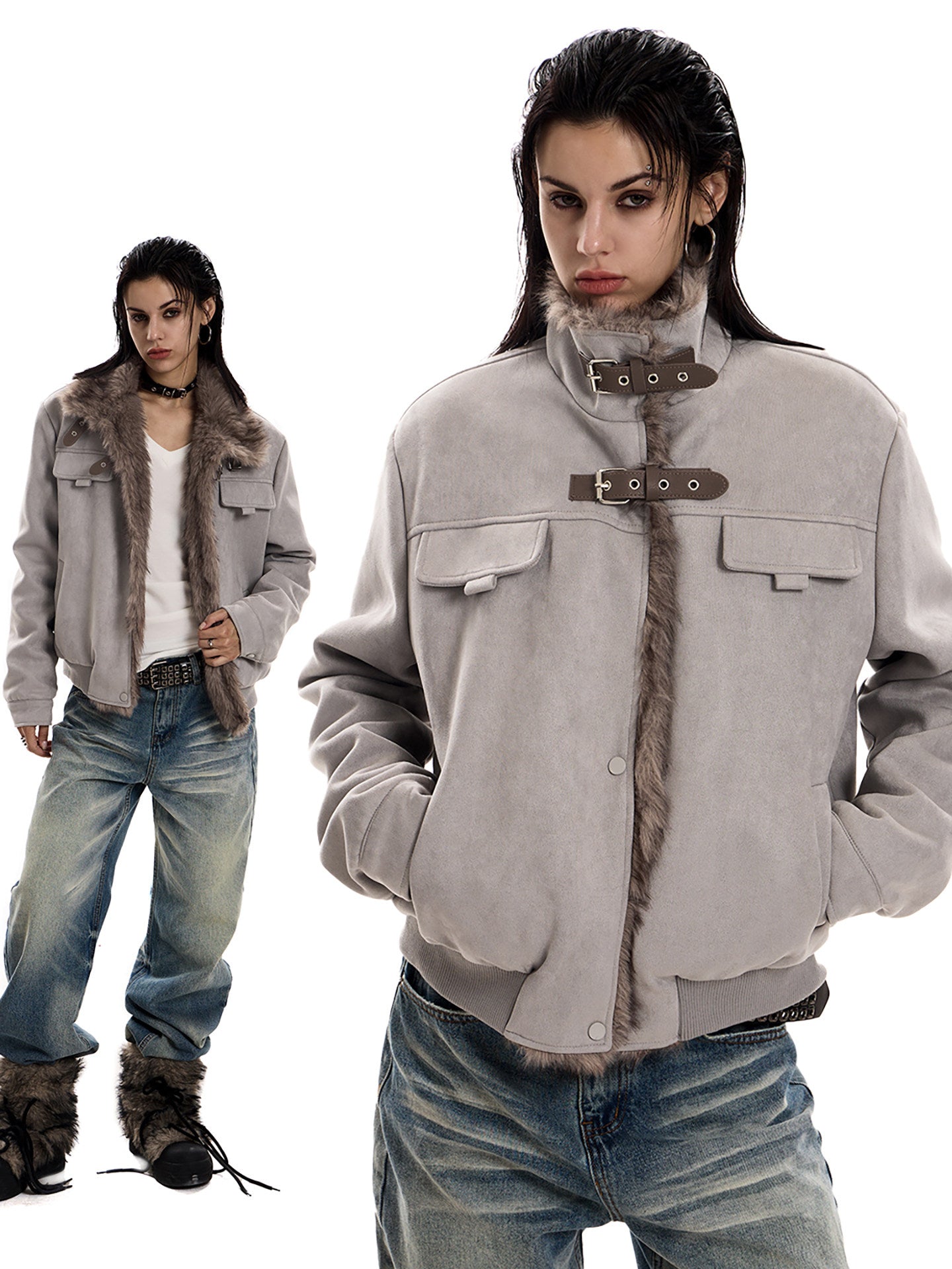 Suede Stand Collar Eagle Jacket  ZTS0020