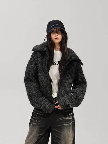 Oversized Knit Zip-Up Jacket ACS0388