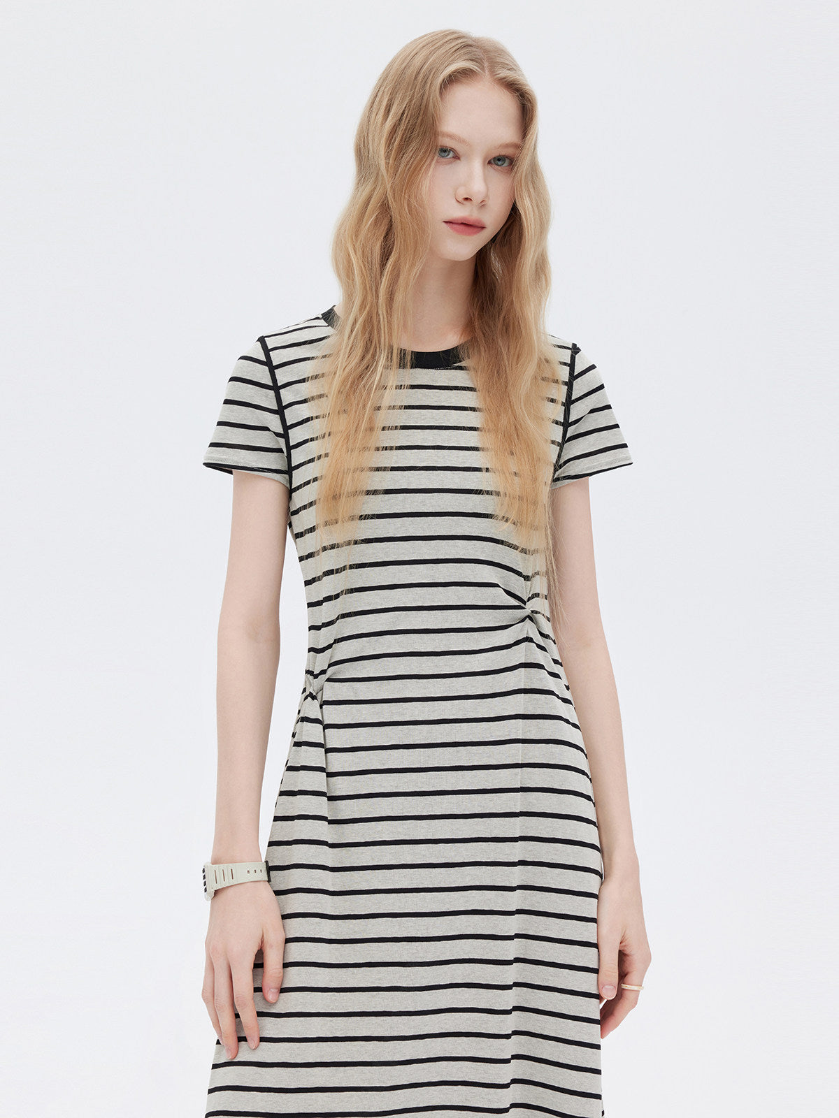 Border Slim Fit Long Dress SHN0001