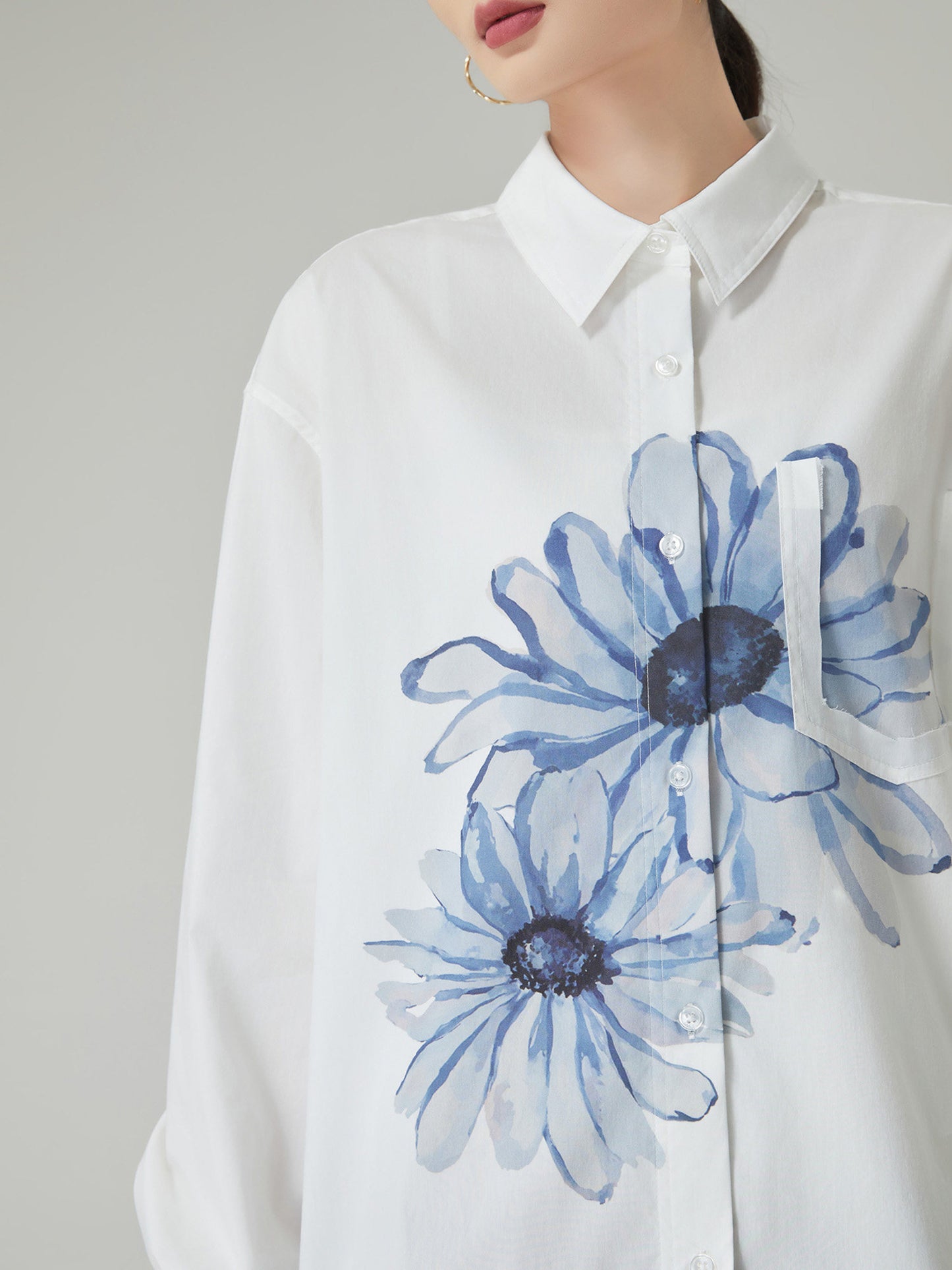 Flower Print Long-Sleeve Shirt FER0078