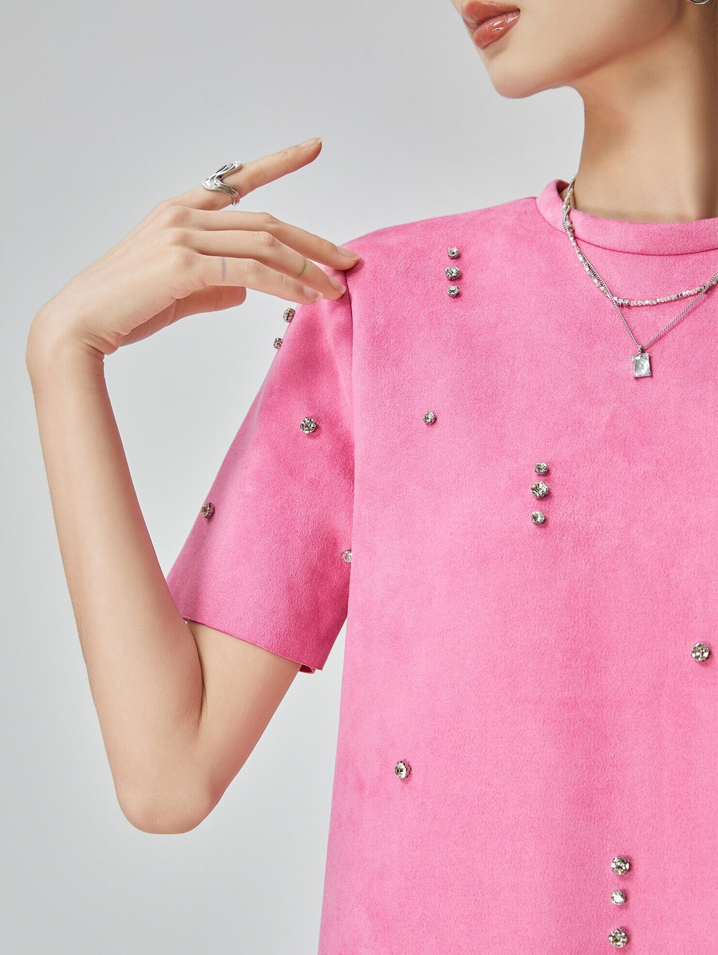 Rhinestone Fake Suede Dress FER0123