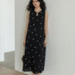 Flower Embroidery Pearl Button Long Dress VAS0203