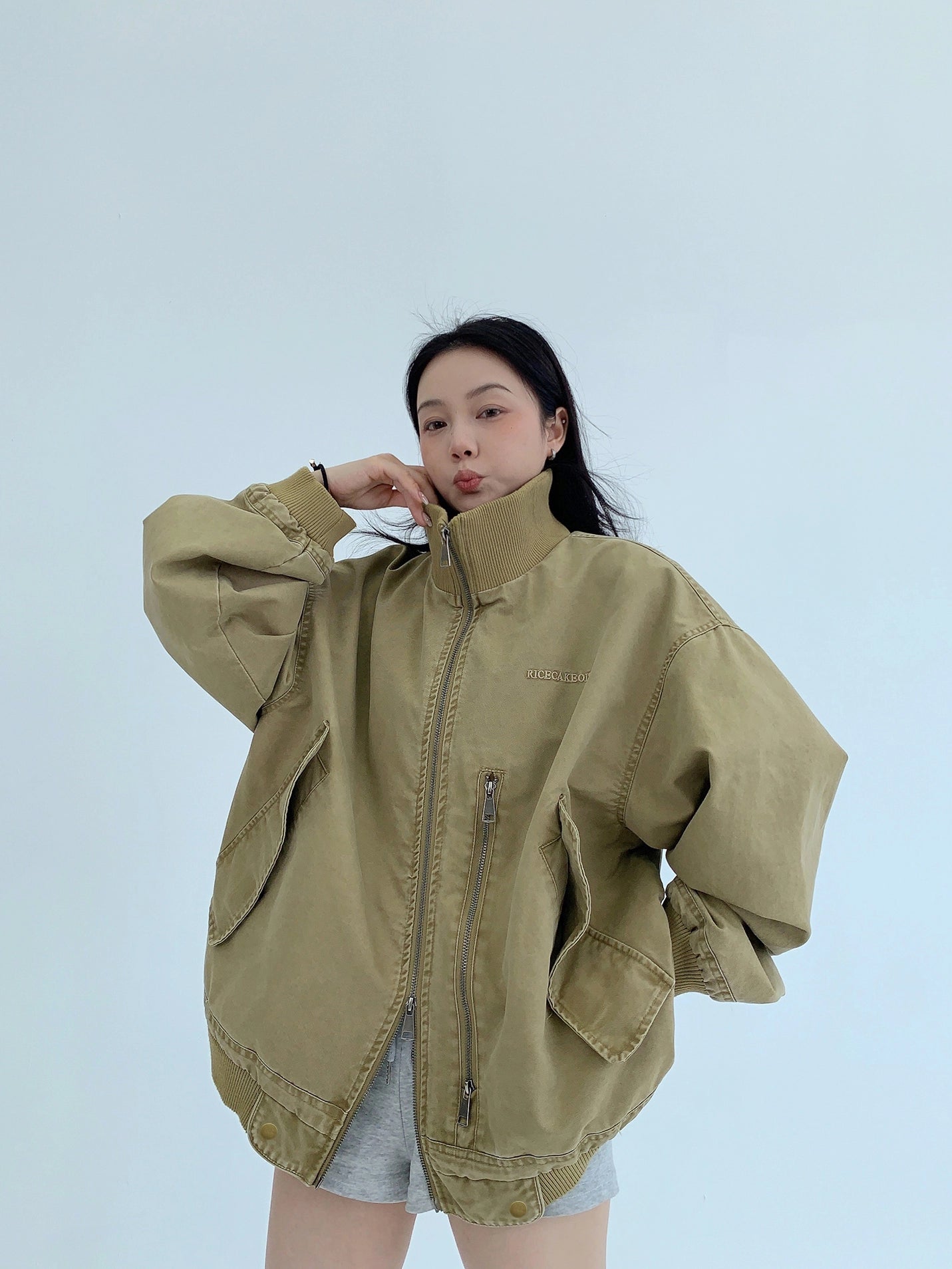Double Zipper Stand Collar Jacket YLS0933