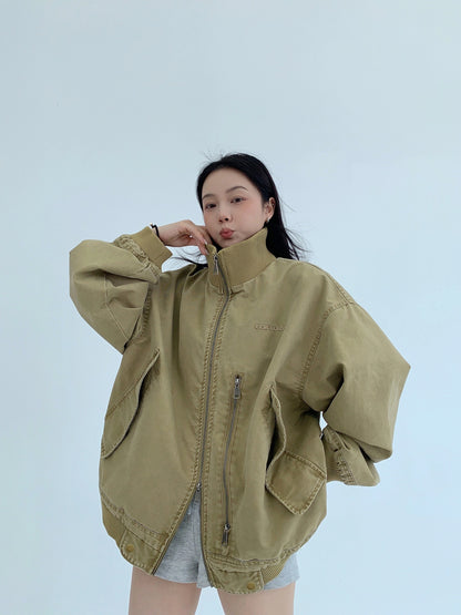 Double Zipper Stand Collar Jacket YLS0933