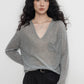 V-neck Shoulder Long Sleeve Knit VAS0208