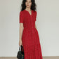 Small Flower Red Long Dress VAS0093