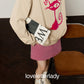 Cute Cat Print Sweatshirt / Pink Mini Skirt LLA0654