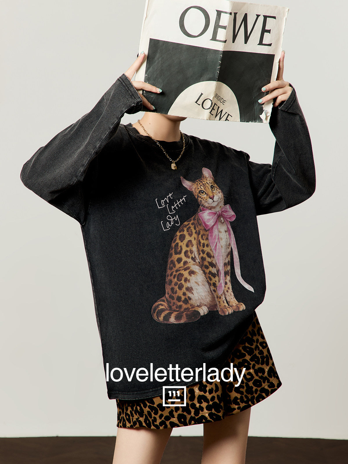 Leopard Print Oversized Sweatshirt / Leopard Casual Pants LLA0657