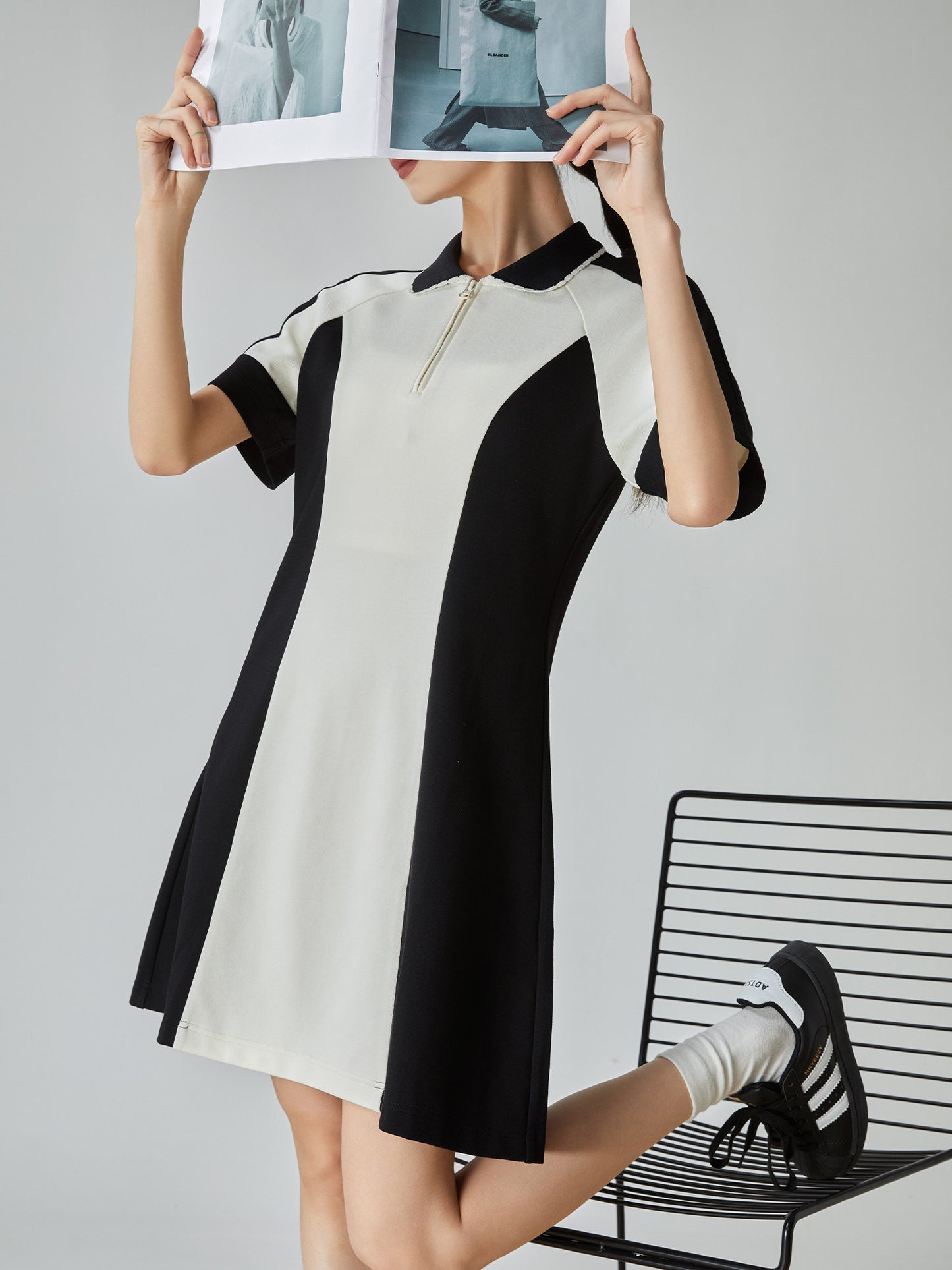 Bi-color Half-Zip Polo Dress FER0198