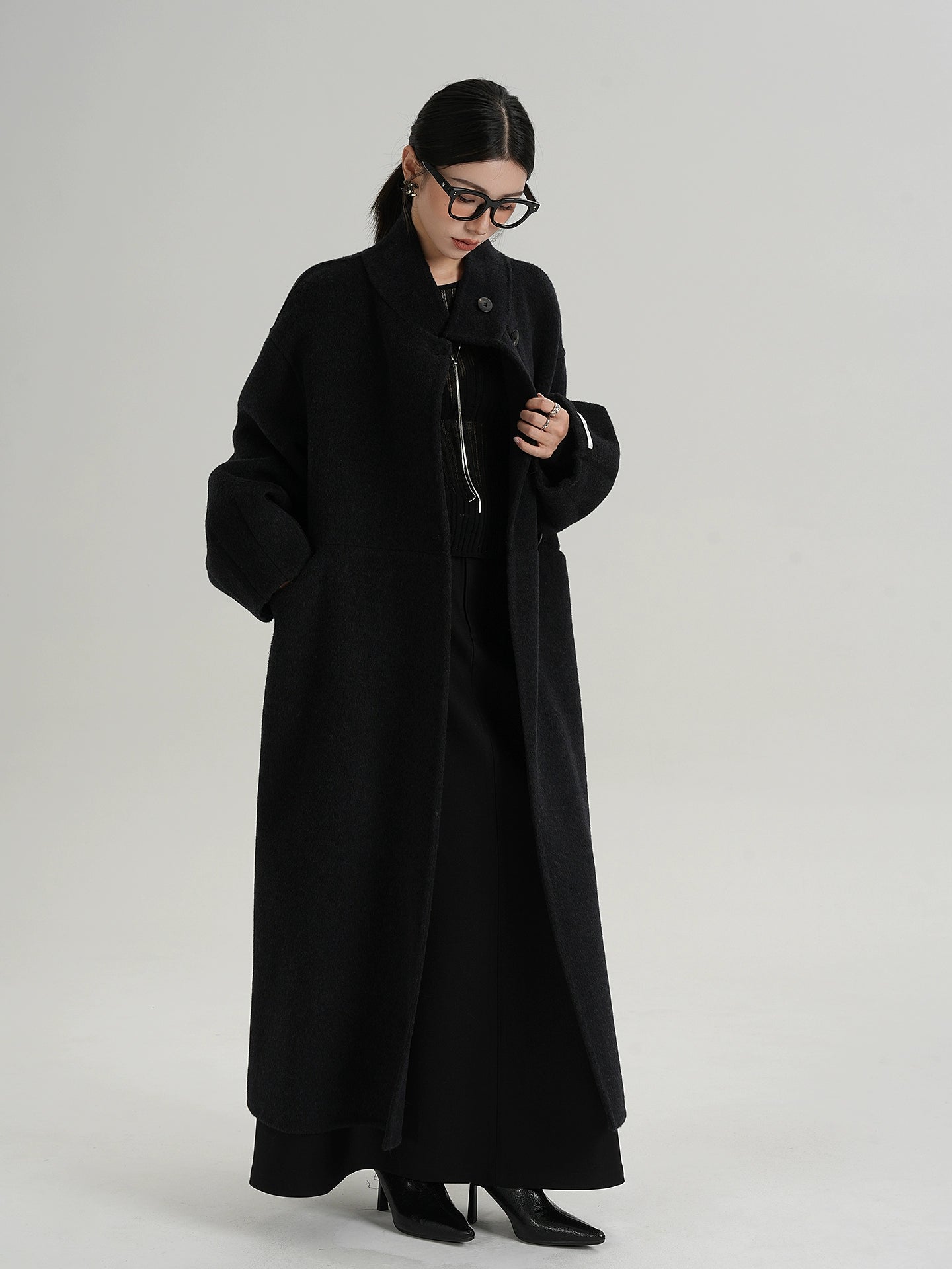 Mock Neck Long Coat SRS0413