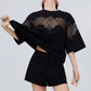Lace Docking Oversized Tunic T-Shirt FER0228