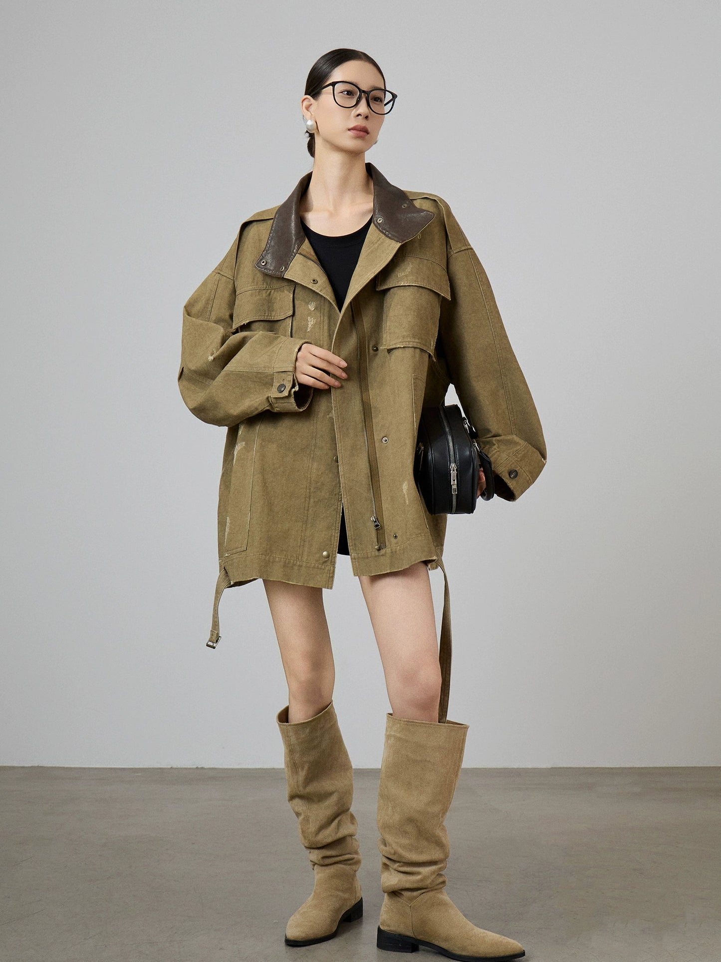 Vintage Leather Collar Jacket SUY0010