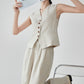 Linen V-Neck Vest / Wide Relaxed Pants FER0270