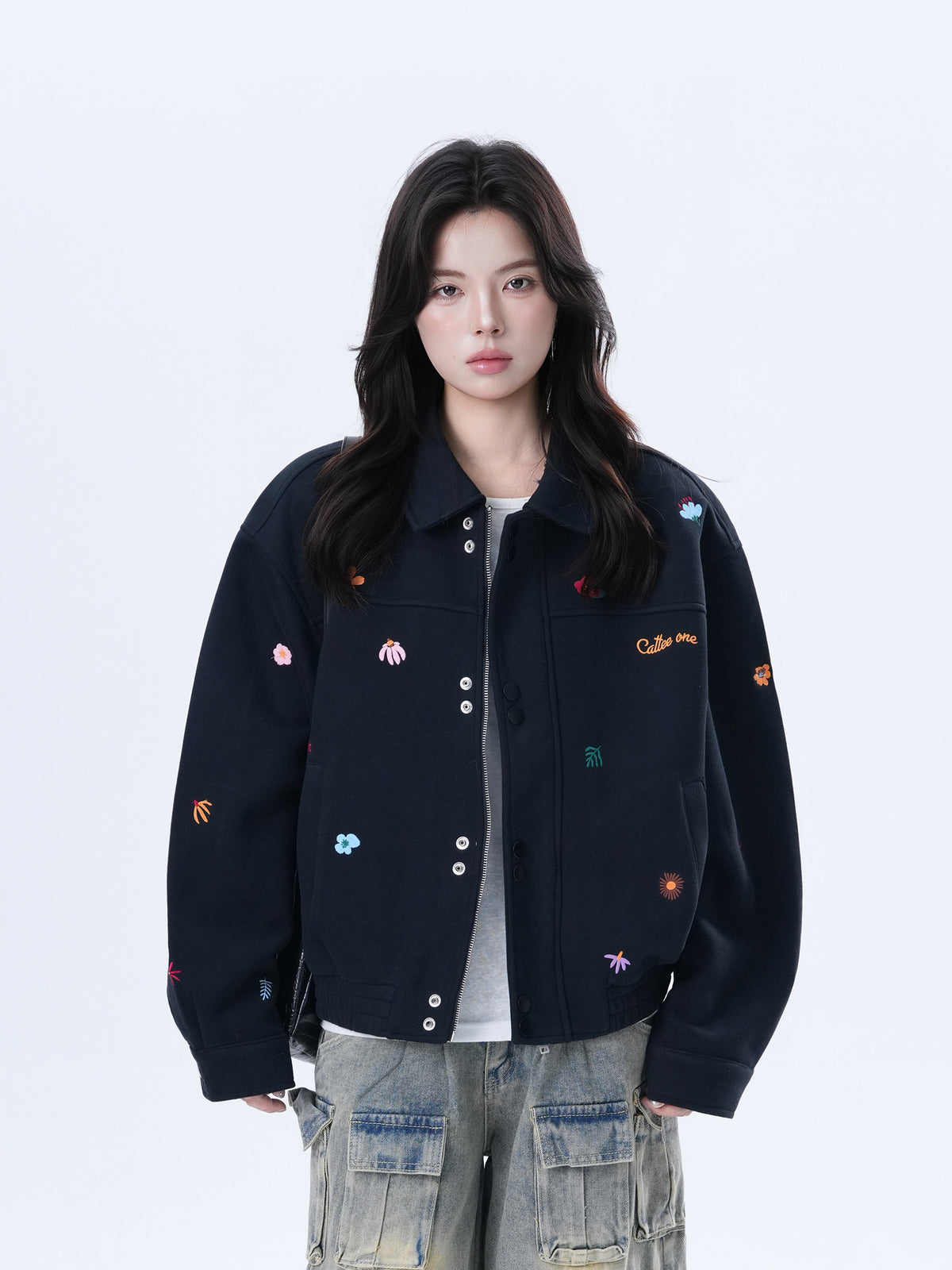 Small Embroidery Black Jacket WLS0007