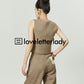 Coffee Hemp Casual Vest / Wide Pants LLA0249