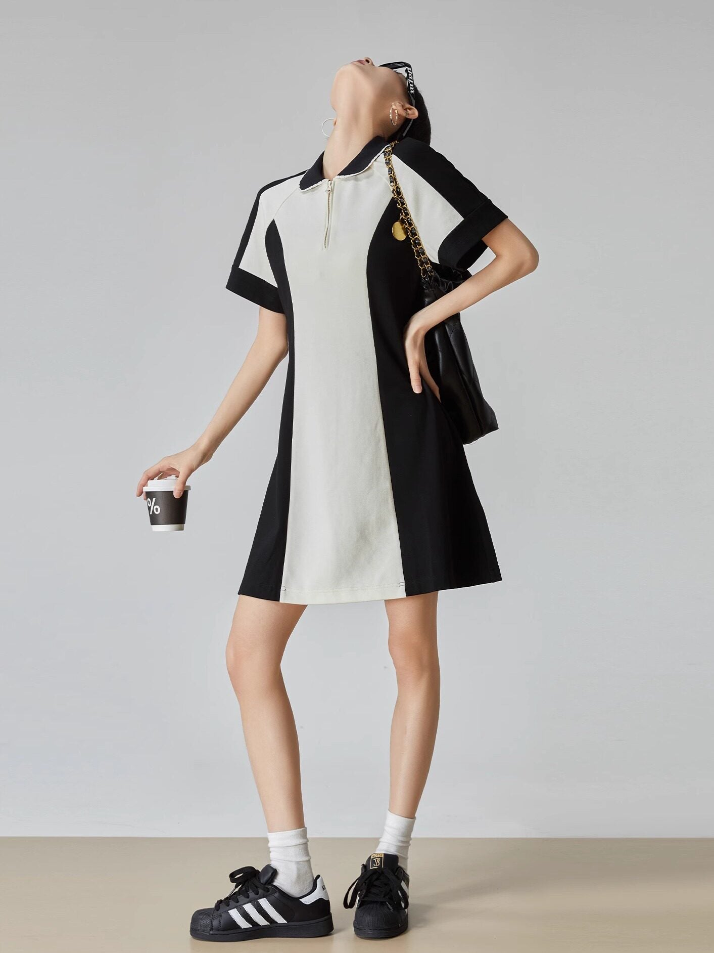 Bi-color Half-Zip Polo Dress FER0198