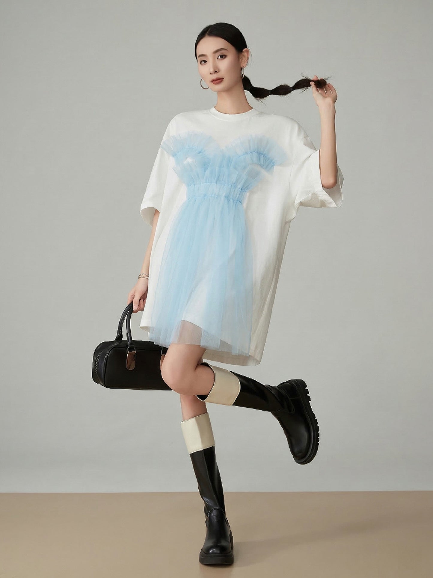 Tulle Layered Style T-Shirt Dress FER0147