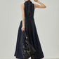 Gold Button Denim Sleeveless Dress FER0132