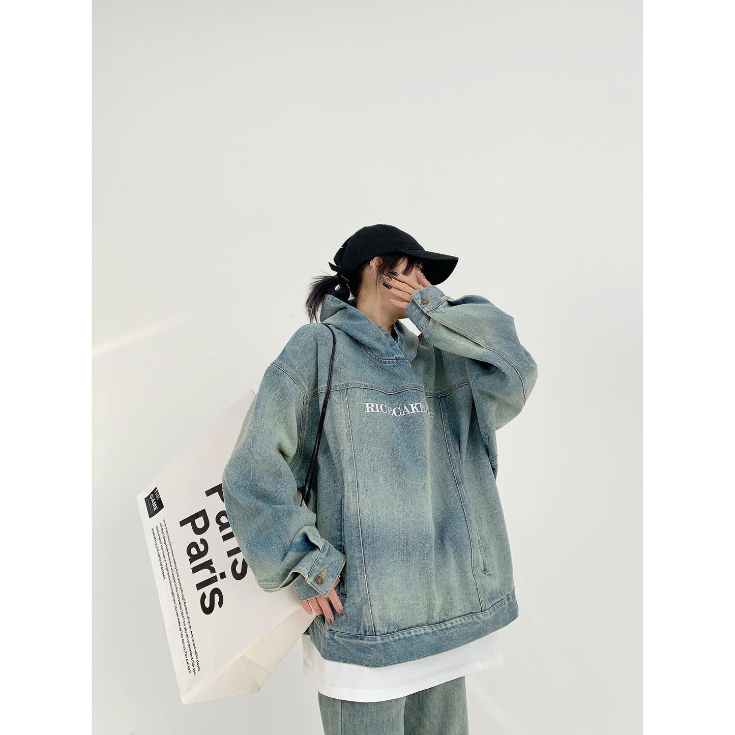 Vintage Denim Hood Pullover YLS0031