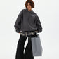 Oversized Leather Patch Design Hoodie HGX0043