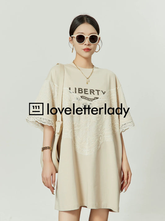 Lace Design T-Shirt Dress LLA0191