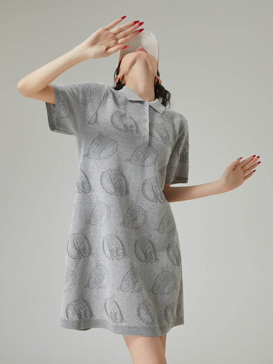 Graphic Knit Polo Mini Dress FER0233