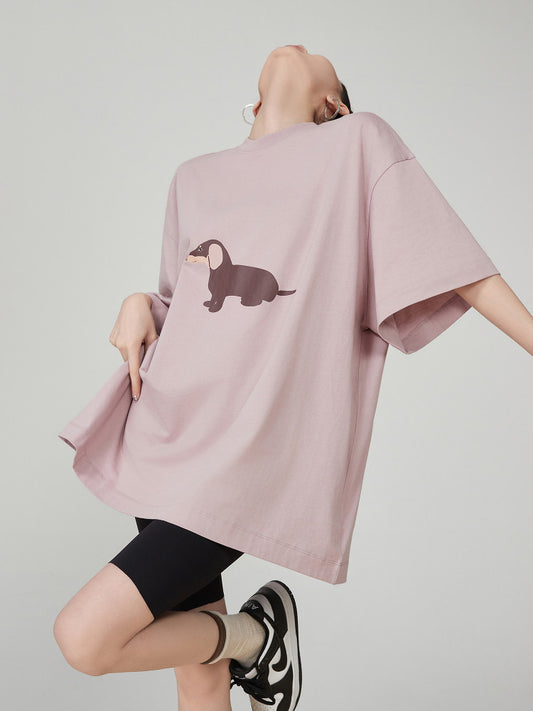 Dog Print Oversized T-Shirt  FER0219