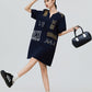 Cat Embroidery Key Neck Dress FER0221