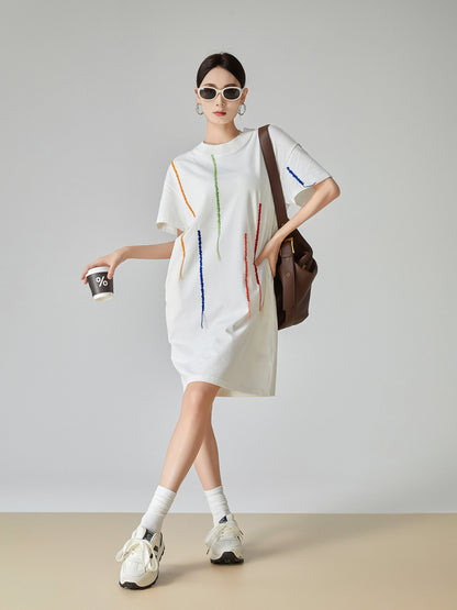 3D Embroidery T-Shirt Dress FER0185