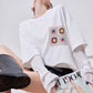 Crochet Flower Pocket Oversized Top FER0367