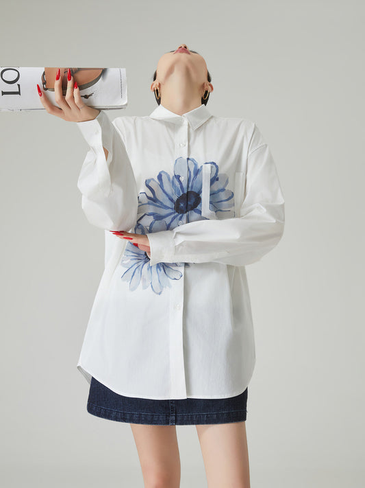 Flower Print Long-Sleeve Shirt FER0078