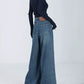 Denim Semi Flared Wide Pants / Long Sleeve Top ABW0003