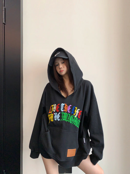 Key Neck Rainbow Logo Sweat Hoodie YLS1058