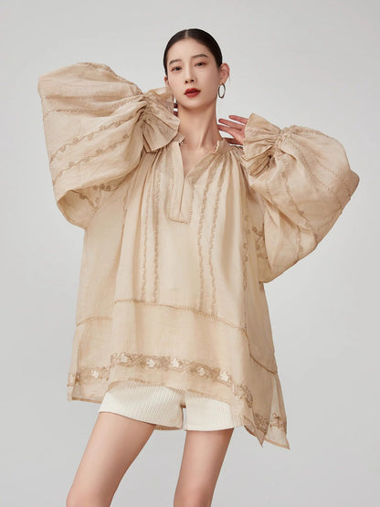 Sleeve Gather Lawn Blouse FER0046