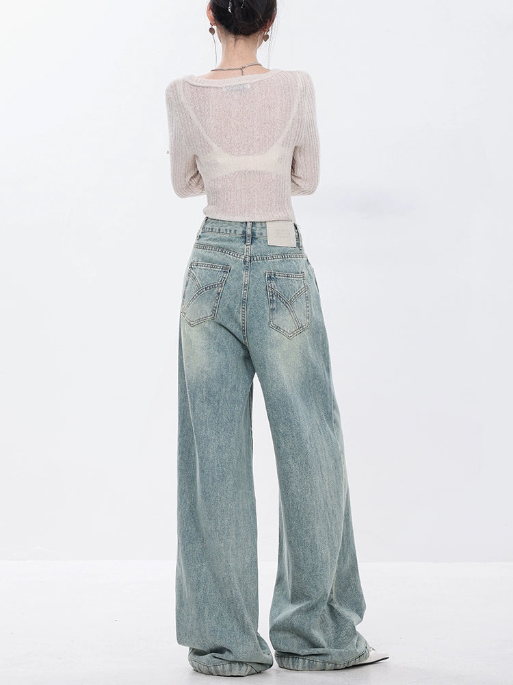 High Waisted Wide Leg Denim Pants ABW0017