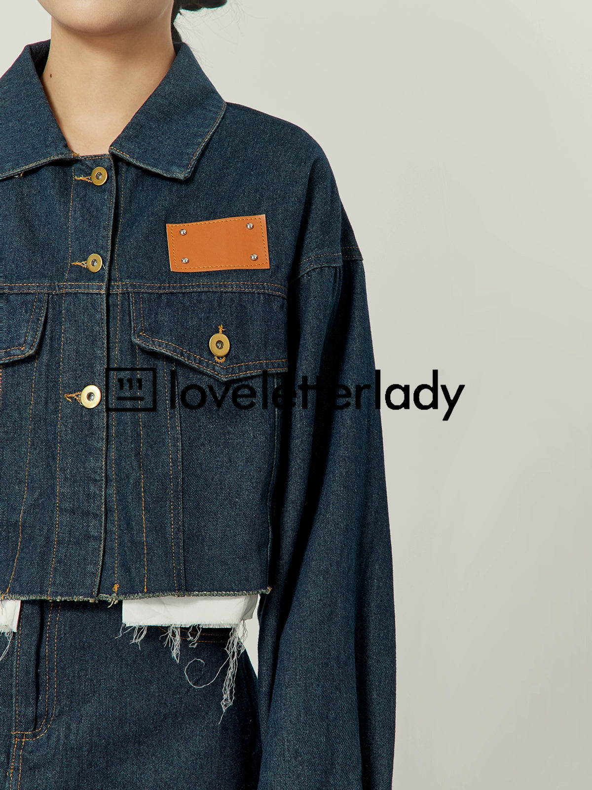 ジャケット・アウター AURORAVintage Stitched Denim Knit Jacket ジャケット・アウター AURORAVintage Stitched Denim Knit