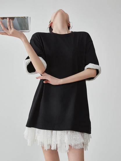 Sleeve Frill Color-Block Pullover FER0160