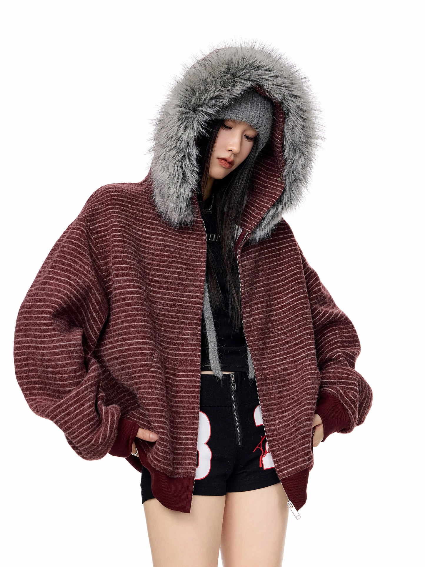 Thin Stripe Zip Hoodie ICM0118