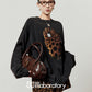 Vintage Printed Long-Sleeve T-Shirt / Leopard Skirt LLA0663