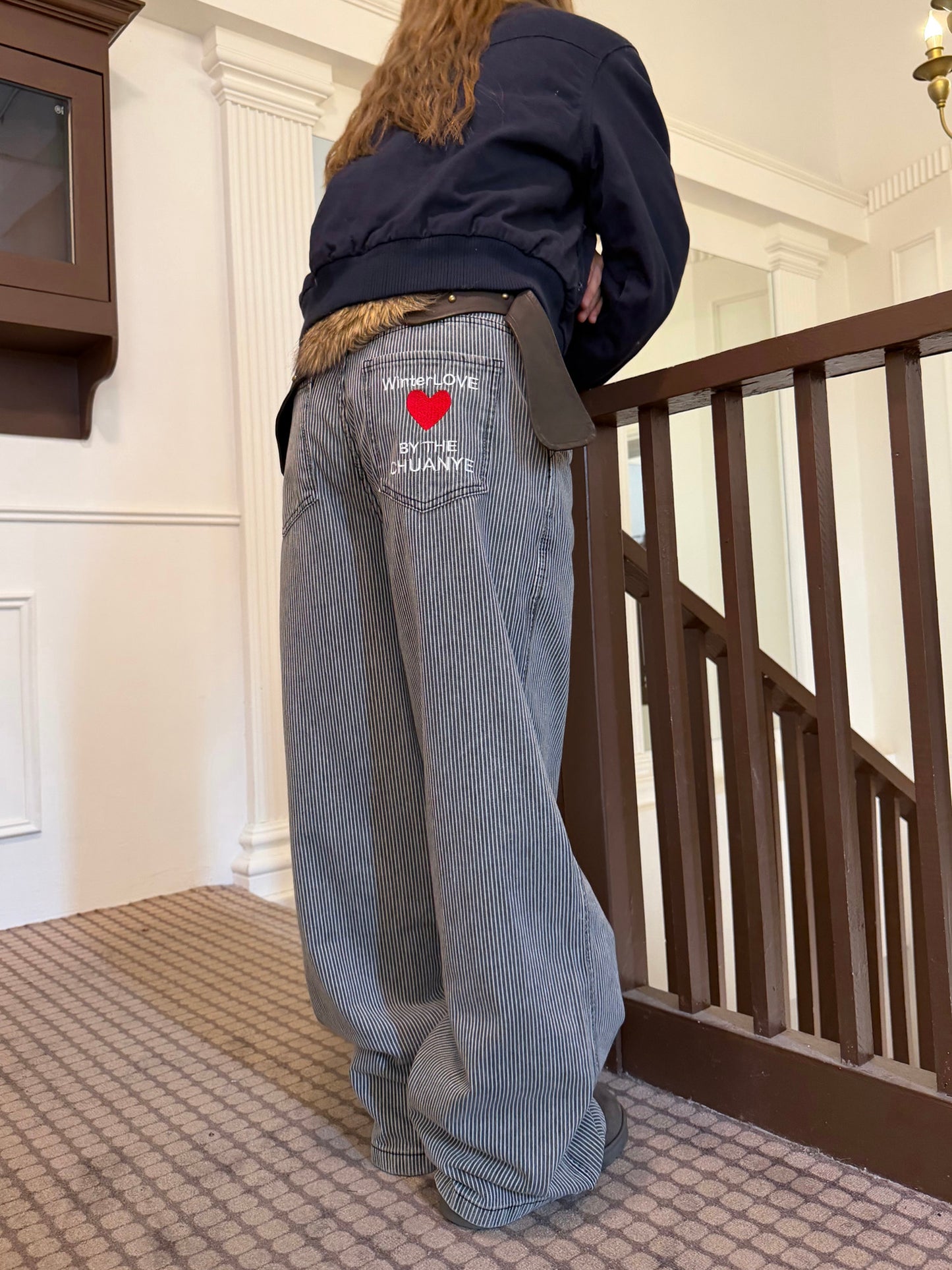 Pinstripe Wide Denim Pants CYE0100
