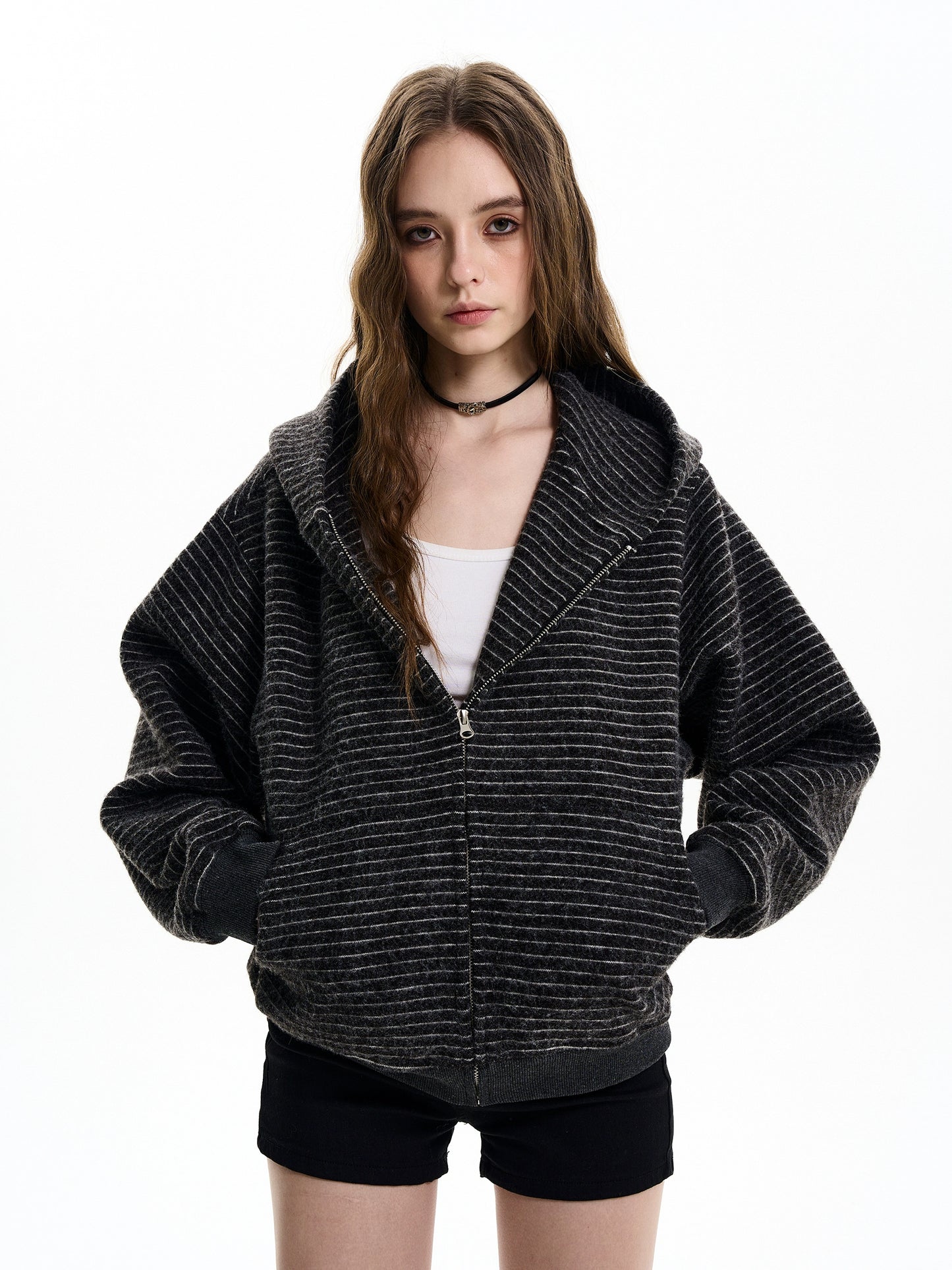 Thin Striped Zip-Up Hoodie MAD0005
