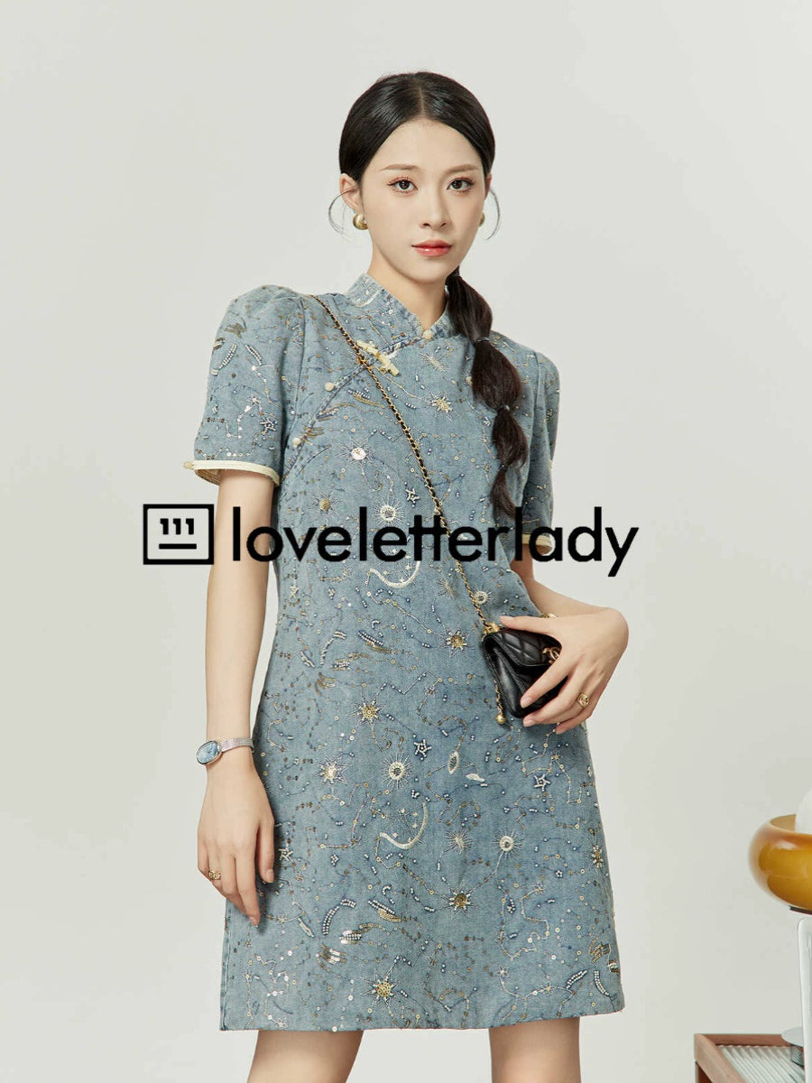 Denim Fabric Cheongsam LLA0082