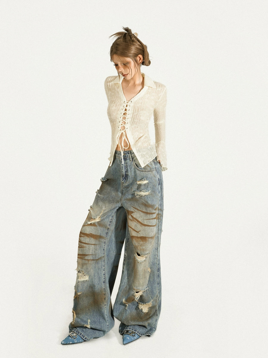 Vintage Hard Damaged Denim Pants NIM0023