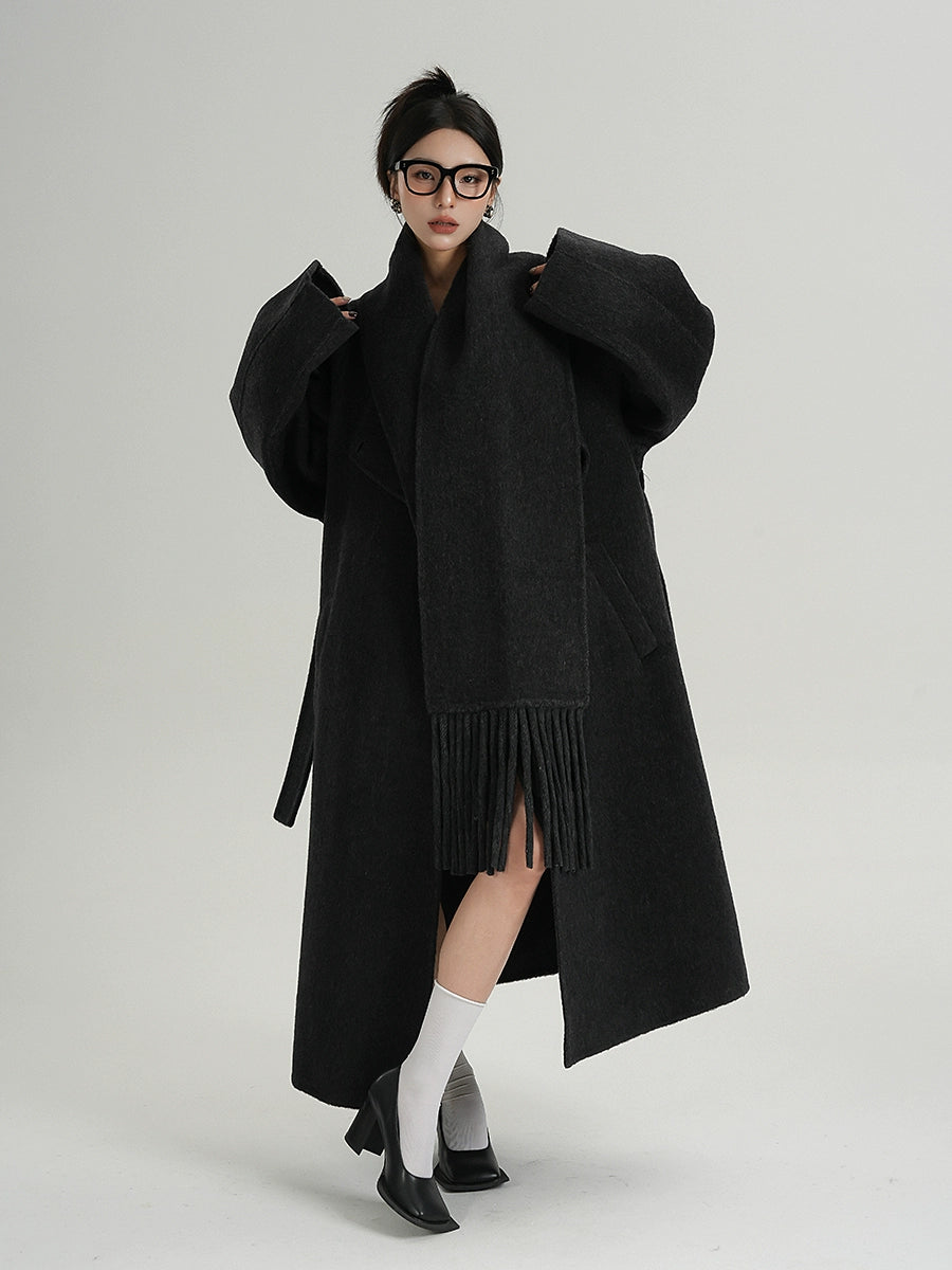 Belt Design Wool Long Coat SRS0322