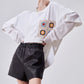Crochet Flower Pocket Oversized Top FER0367